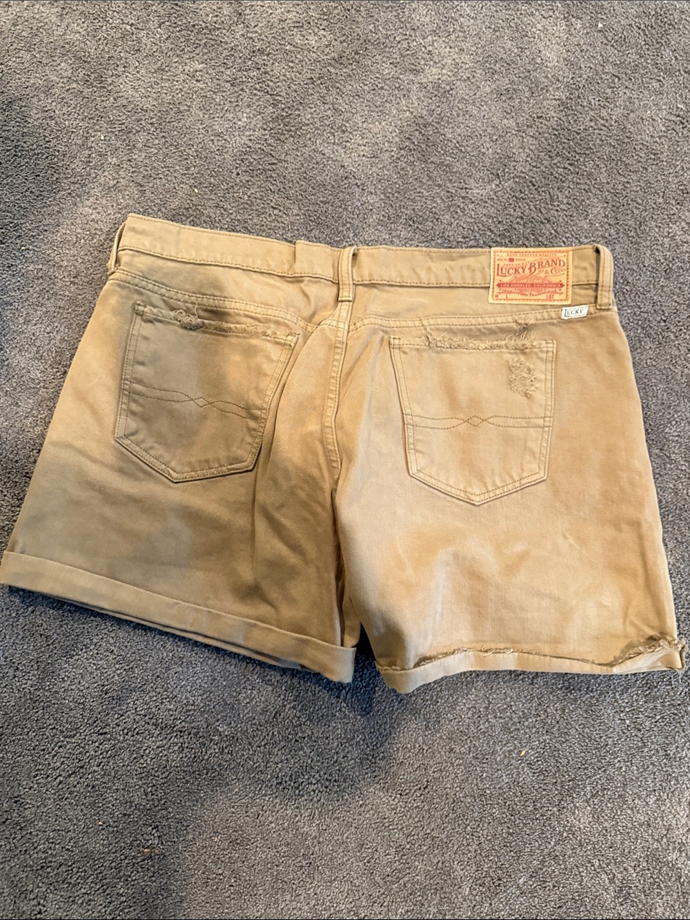 Lucky Brand Tan Distressed Women's Jean Shorts - Picture 3 of 3